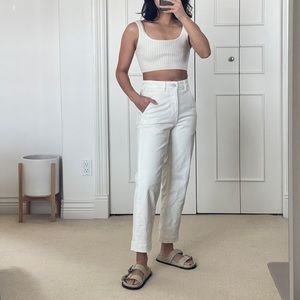 Everlane Straight Leg Crop White Pants